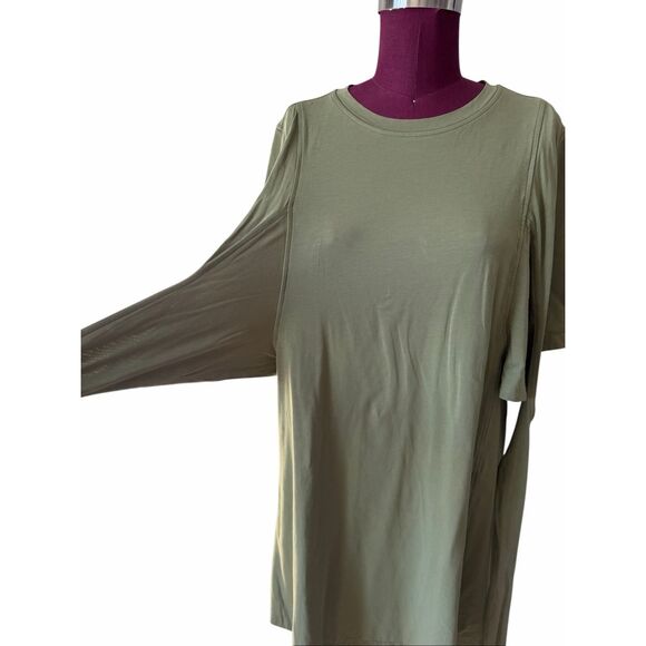 Lululemon Cotton Wrap-Front T-Shirt Dress Green Women's Size 10 Athlrisure Short - Picture 8 of 9